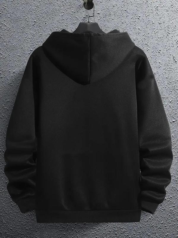 Letter Print Men's Casual Hoodie with Drawstring Pockets, Regular Fit Sweatshirt, 2000s Y2K Clothes for Fall & Winter, Fashionable Wear