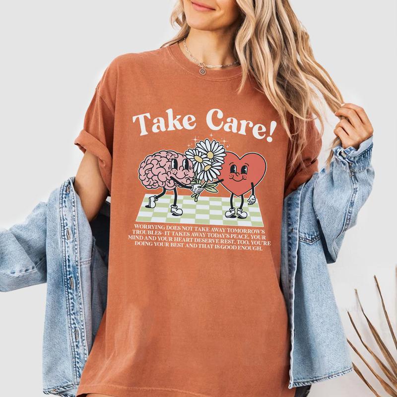Take Care Comfort Tee, CMental Health Graphic Tee, Retro Mental Health Awareness Shirt, Be Kind Shirt, Inspirational Shirt, Motivational Shirt, Positi