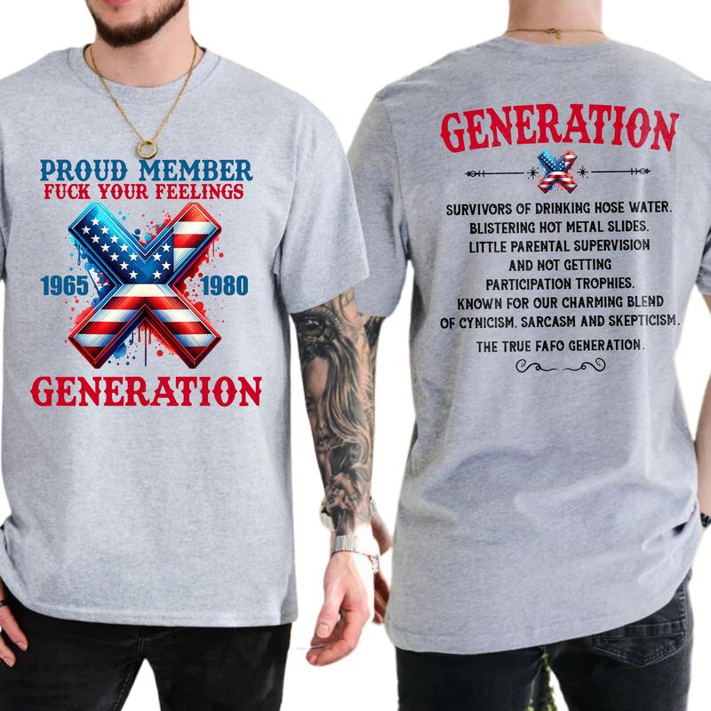 Casual, Generation X T-shirt Proud Member FY Feeling 1965, Full Color, For Men , Gift For men, Casual