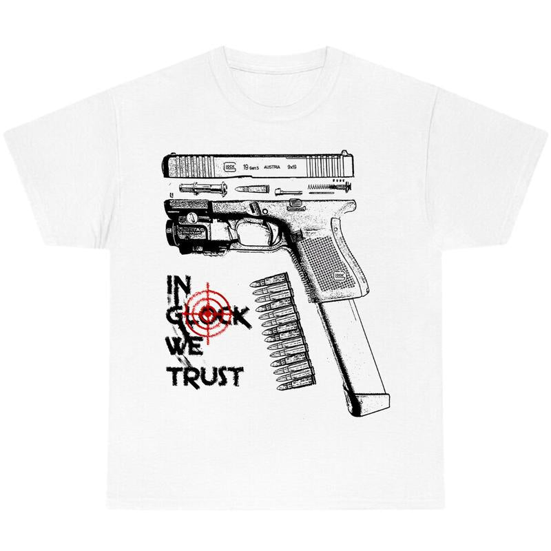 IN GLOCK WE TRUST Tshirt , Glock Tee, For Her - For Him , Vintage Tee Classic Cotton