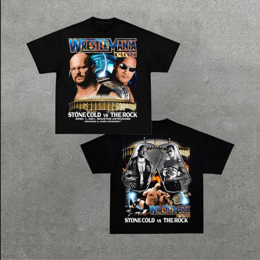 VINTAGE TEE  WRESTLEMANIA 17, Double Sided Prints Vintage T-Shirt, Wrestler Shirt, WWE Shirt, Y2k Shirt, Vintage Graphic Tee, Unisex T-Shirt, Gift For