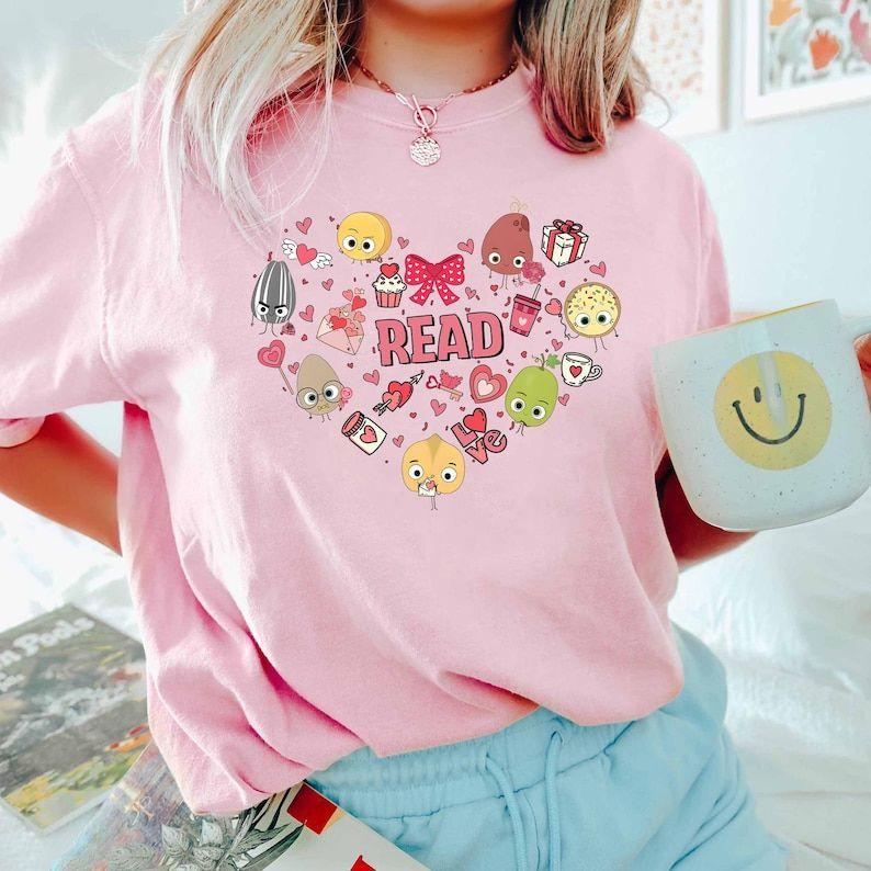 Reading Book Valentine Shirt, Children's Books T-shirt, Valentine Book Lover Tee, The Good Egg Valentine Shirt, The Bad Seed, The Cool Bean S61