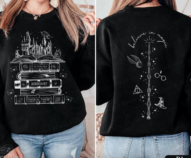 Hogwarts Castle Book Sweatshirt, Harry Potter Shirt, Harry Potter Wizard Houses Sweatshirt Casual