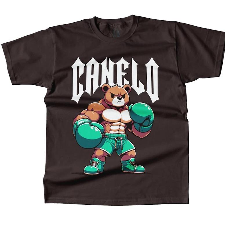 Canelo Tedy Bear Shirt, Saul Canelo Alvarez Boxing Bear Short Sleeve T-Shirt All Sizes Classic Cotton Fabric Menswear