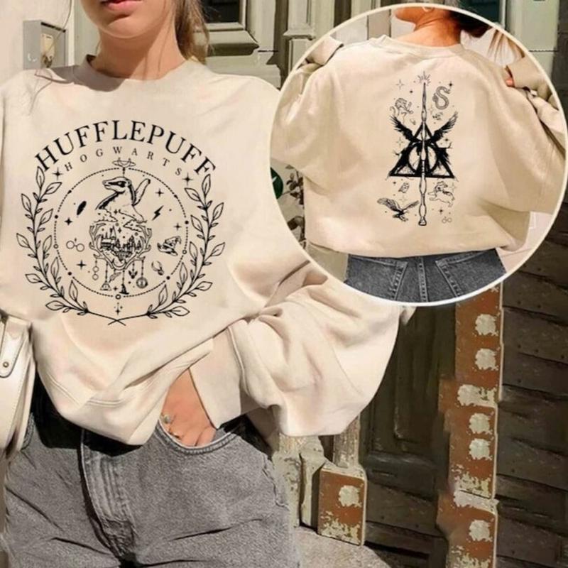 Retro Wizard House Double-side Sweatshirts, Wizard House Shirt, HP Wizard School Shirt, Harry Potter Sweater Gift Casual Graphic