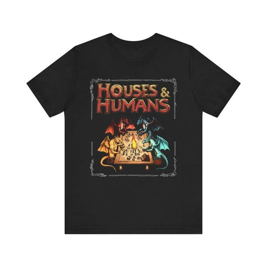 Houses and Humans D&D Shirt, Dungeons and Dragons Gift Tee for Men Women, Vintage Retro 90s Joke D and D T-shirt