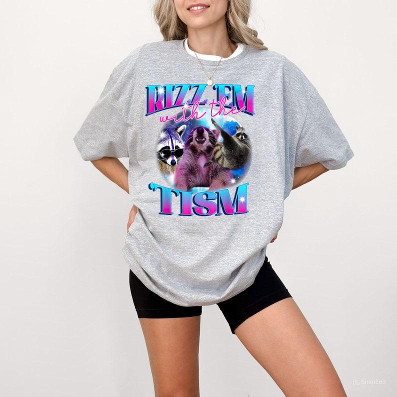 Autism Funny Rizz Em With The Tism Meme Autistic Opossum T-Shirt