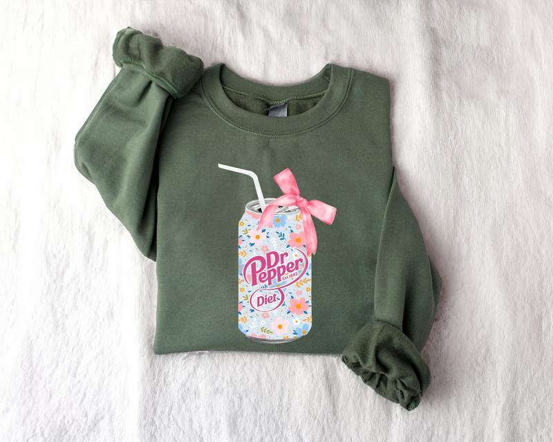 Blue Floral diet dr pepper Soda Can Sweatshirt, Diet Dr Pepper Shirt,  Coquette Soda Sweatshirt, Coquette Bow Sweater, Popular Coquette Sweatshirt, Co