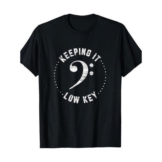 Bass clef Music T-shirt Keep it low-key Musician Humor T-shirt, Men's T-shirt Made in USA