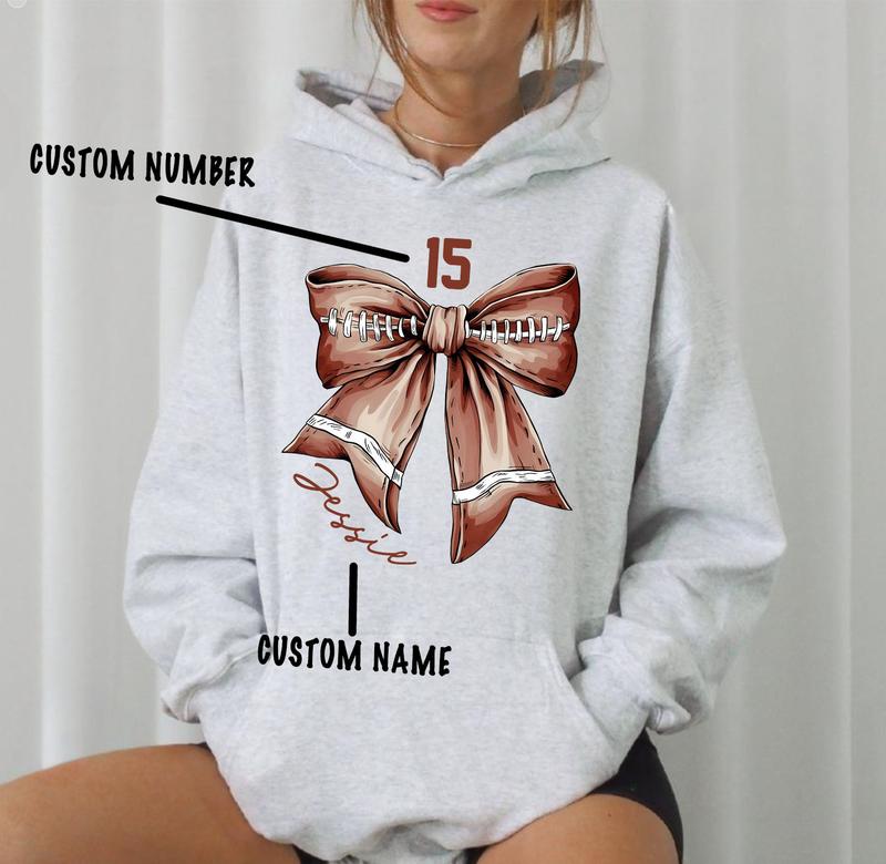 Customize Football Bows Sweatshirt, Hoodie, Gift For Football Mom, Football Lover Tee with Bows, Football Season Mom Gift, Sports Mom Shirt, Football,