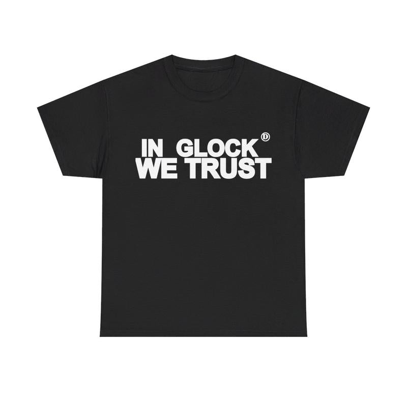 Vintage In Glock We Trust Y2k 90s Hip-Hop Vibes Heavy Cotton Graphic T-Shirt Tshirt Shirt HipHop Rap Tee Casual Classic Menswear Retro Top Comfy Stree