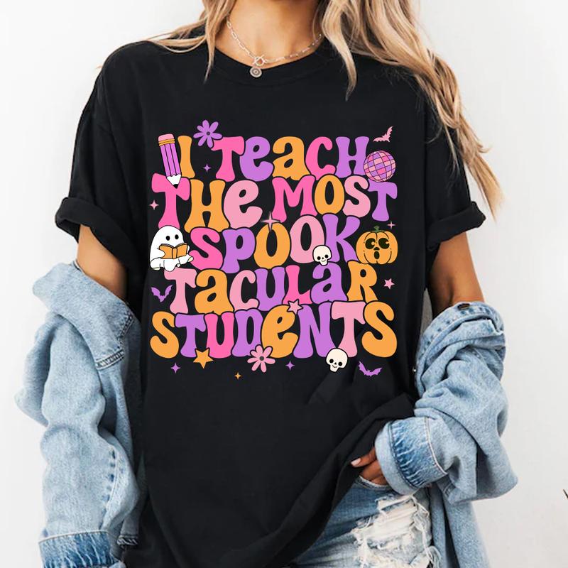 Halloween Teacher Shirt, I Teach The Most Spooktacular Students, Groovy Teacher Shirt, Retro Halloween Teacher, Kindergarten Teacher