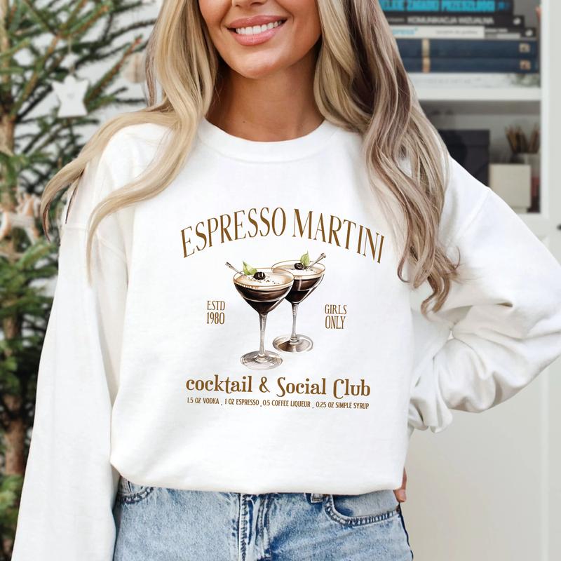 Women's Letter & Drink Print Drop Shoulder Sweatshirt, Casual Long Sleeve Round Neck Pullover for Fall & Winter, Ladies Clothes for Daily Wear, Crewne