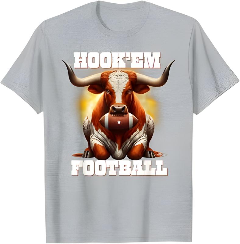 Hook'em State Of Texas Football Æ¯ith Hair And Horns T-Shirt, Texas Longh0rns Tee, Football Shirt, Bevo Shirt