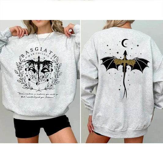Basgiath War College Double-Sided Sweatshirt, Violet Sorrengail Bookish Shirt Fourth Wing Shirt, Bookish Dragon Rider Shirt, Book Lover T-Shirt, Booki