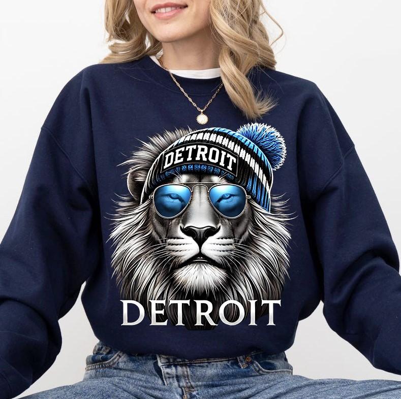 Detroit Football Crewneck Sweatshirt, Football Mascot Lion Shirt, Game Day Shirt, Detroit Lover Gift