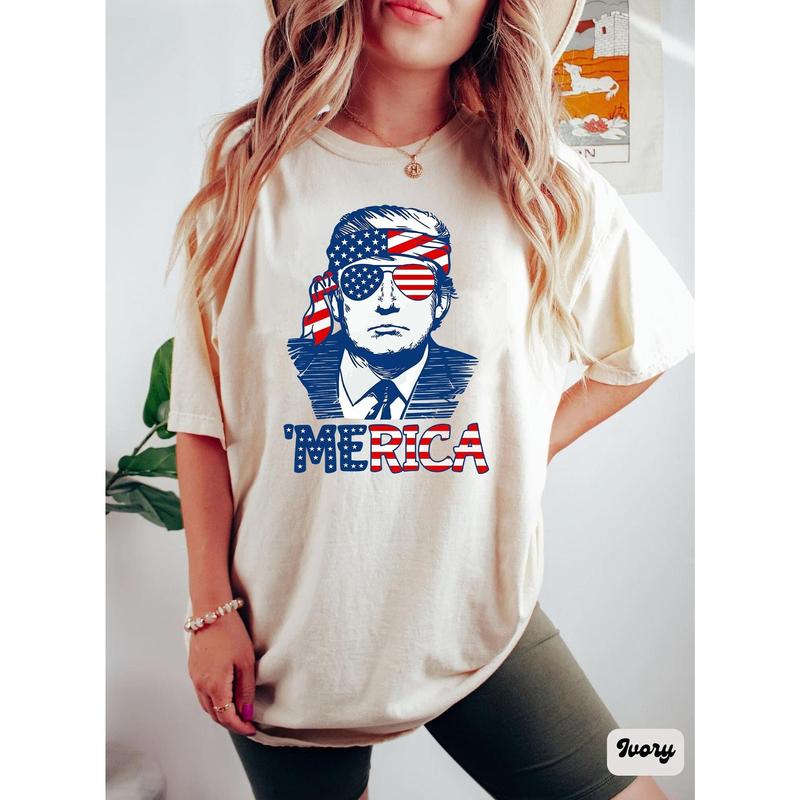 4th of July Comfort Colors T-Shirt, Trump 'Merica Shirt, Trump Shirt, American Shirt, 4th of July party, Independence Day, Patriotic tee