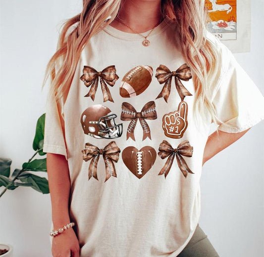 Coquette Football Bow Shirt, Girls Football Tshirt, Football Season Tee, Fall Football Season Shirt, coquette football