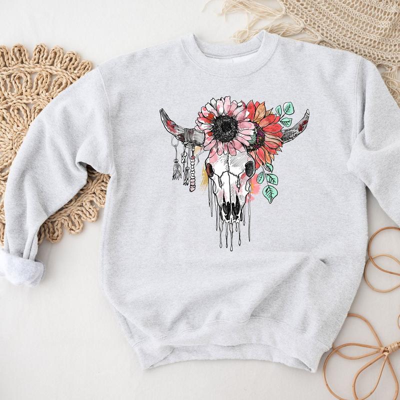 Floral Skull Crewneck Sweatshirt