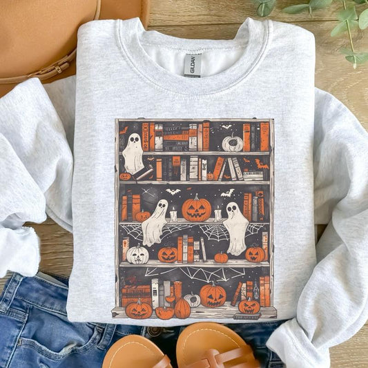 Ghost Bookcase Sweatshirt - Ash Grey