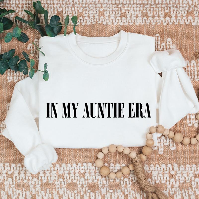 In My Auntie Era Sweatshirt, Auntie Crewneck Sweatshirt, Auntie Gift Cotton Menswear