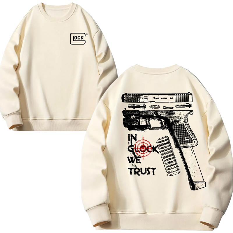 In Glock We Trust Standard size Hoodie And Crewneck Sweatshirt for Men and Women - Double Sided Print - Classic, Menswear Embroidered Love
