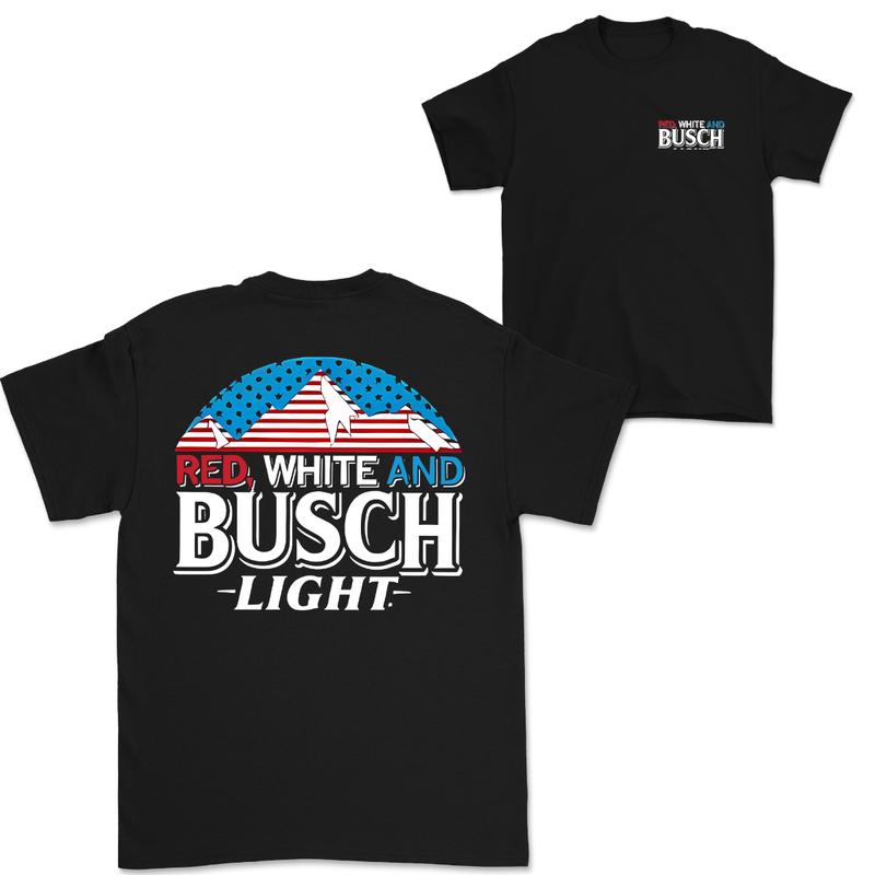 Red, White And Busch Light 2 Sided Tshirt, Busch Light Tshirt Full Color For Men And Women Tshirt, Busch Light Beer Tshirt