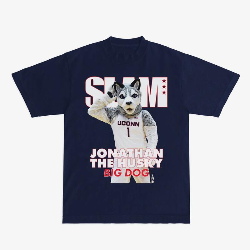 SLAM UConn Mascot Cover Tee Classic Cotton Menswear Top Embroidered Hoodie
