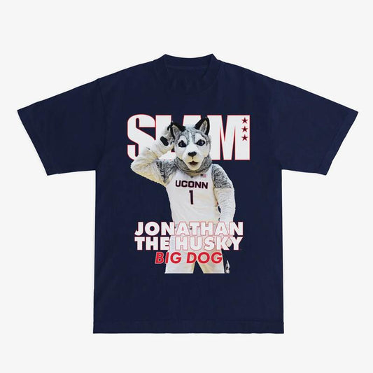 SLAM UConn Mascot Cover Tee Classic Cotton Menswear Top Embroidered Hoodie