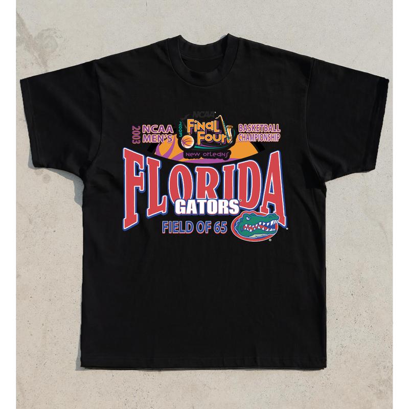 Ncaa Final Four 2003 Men Basketball Florida Graphic T-Shirt Cotton Short-sleeve Retro Streetwear Tshirt Casual Baseball Round Neck Crewneck