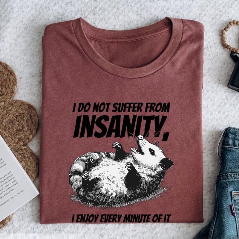 Cute Opossum Tee, Hilarious Opossum Shirts, Embrace My Insanity, Perfect for Opossum Lovers, Gift for Him, Gift for Her, Crew Neck, Trending T-shirt M