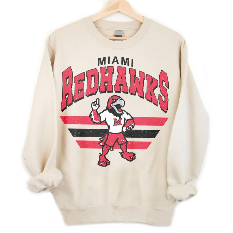 44. Miami RedHawks Vintage NCAA Football Sweatshirt, University Team Gear, Classic Apparel Gifts for Enthusiasts