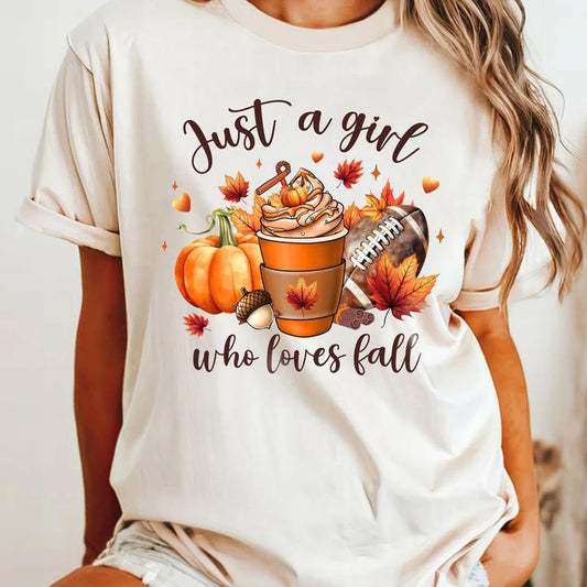 Just a Girl Who Loves Fall, Fall Autumn Shirt, Fall Graphic Tee, Thanksgiving Gift, Pumpkin Spice, Pumpkin Shirt for Women