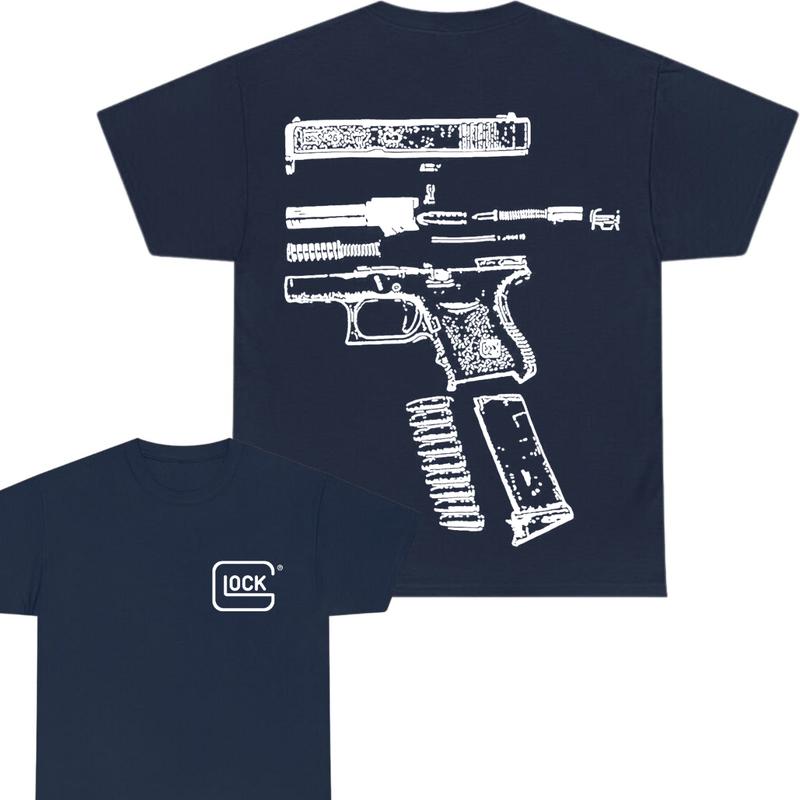 IN GLOCK WE TRUST 2 side T-shirt,Design Black- White, T-shirt For Men, GIft For Men,Full color, Menswear Top,In Glock Cotton Classic