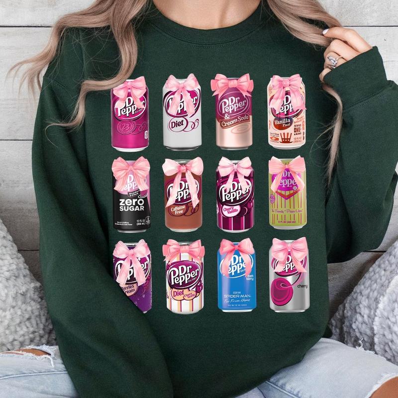 Dr Pepper Sweatshirt T shirt Hoodie, Coquette Bow Cans Dr Pepper, Soda Can Shirt, Pink Bow Dr Pepper Cans Shirt, Soft Drinks Lover Gifts, Dr Pepper Lo