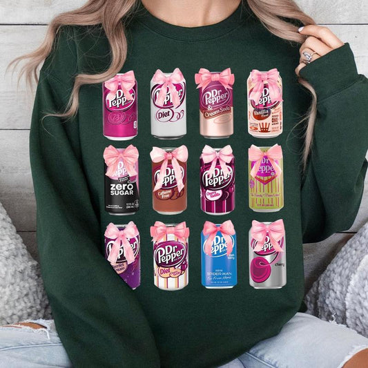 Dr Pepper Sweatshirt T shirt Hoodie, Coquette Bow Cans Dr Pepper, Soda Can Shirt, Pink Bow Dr Pepper Cans Shirt, Soft Drinks Lover Gifts, Dr Pepper Lo