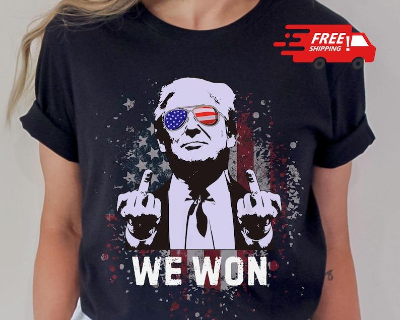 We Won Trump Shirt, 2024 Election Shirt, Trump Vance 45-47 MAGA, US Flag T-Shirt, November 5th Voting Shirt Trump Support Outlaw Hillbilly