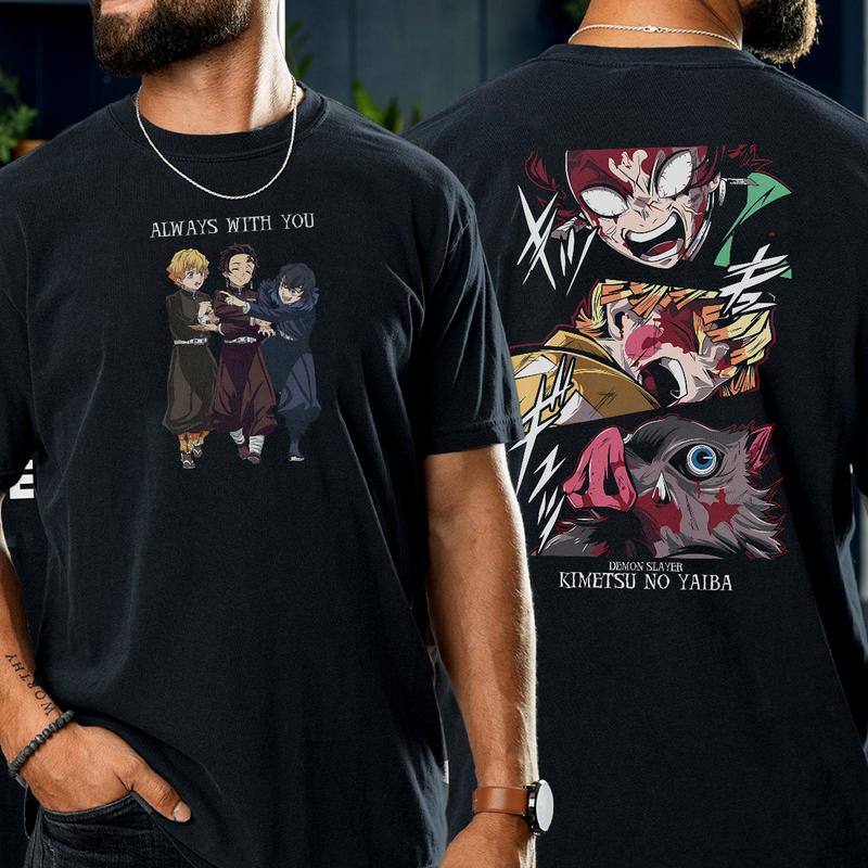 Always with you Tanjiro Inosuke Zenitsu shirt, Demon Slayer t-shirt, Kimetsu no Yaiba Shirt, Anime sweatshirt hoodie, Anime lover t-shirt Menswear