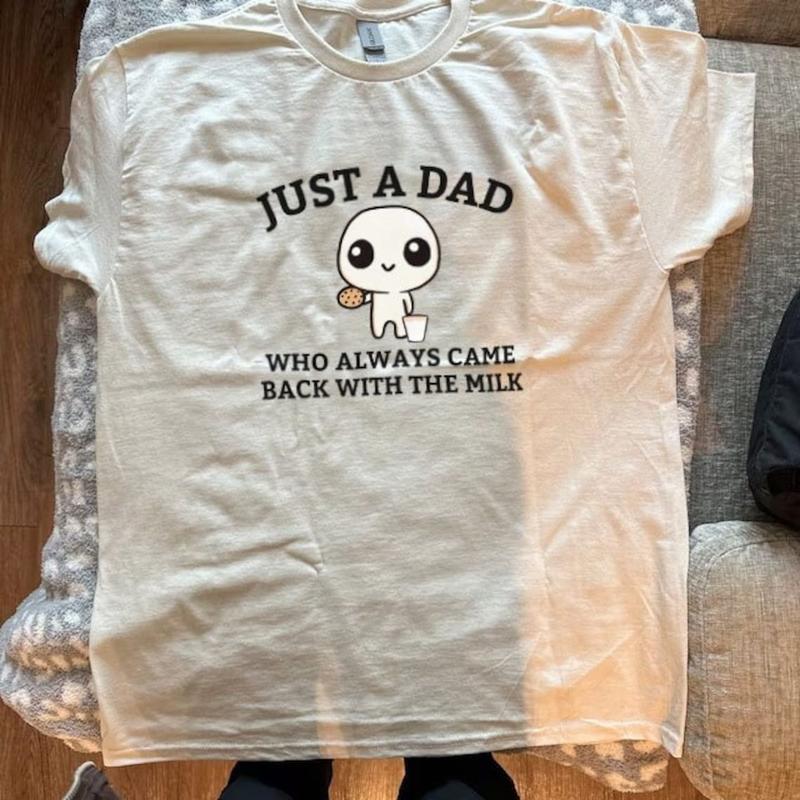 Just A Dad Who Always Came Back With The Milk T-Shirt, Funny Fathers Day Retro Tee