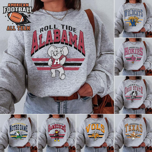 All Team Vintage Football NCAA Sweatshirt Sport Grey, Vintage Sweatshirt NCAA, Classic Sport Sweatshirt, Gifts For Football Fan Sport