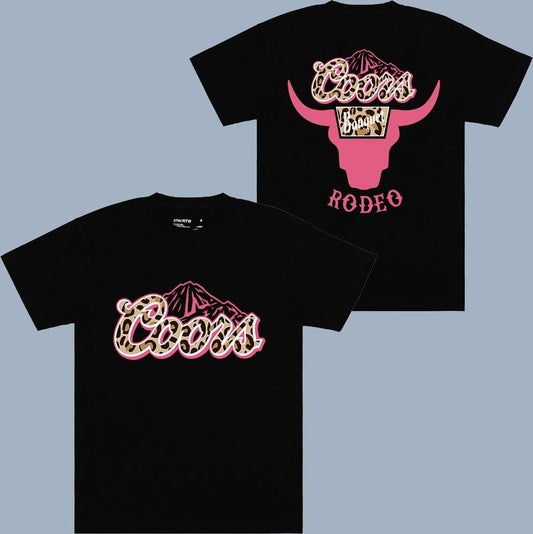 Coors Banquet Rodeo Horns Leopart Logo T-shirt - 2 Side - Minimalist Chic - Versatile Unisex Wear - Choose Your Color - Extended Size Range - Choose Y