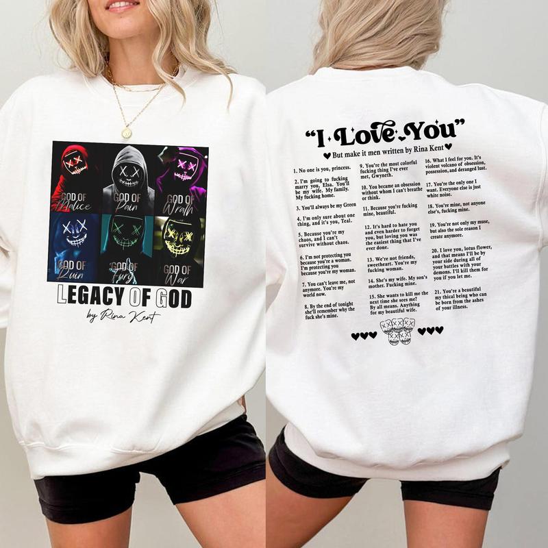 Legacy of Gods Book Quotes 2 Sides Sweatshirt, Legacy of Gods Heathens, Rina Kent Merch, Dark Romance Shirt, Bookish Merch, Unisex T-Shirt, Sweatshirt
