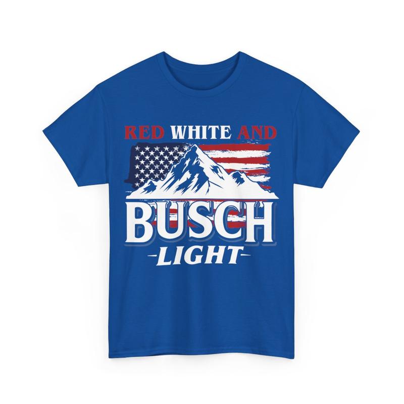 Red White and Busch Light Heavy Cotton Tee