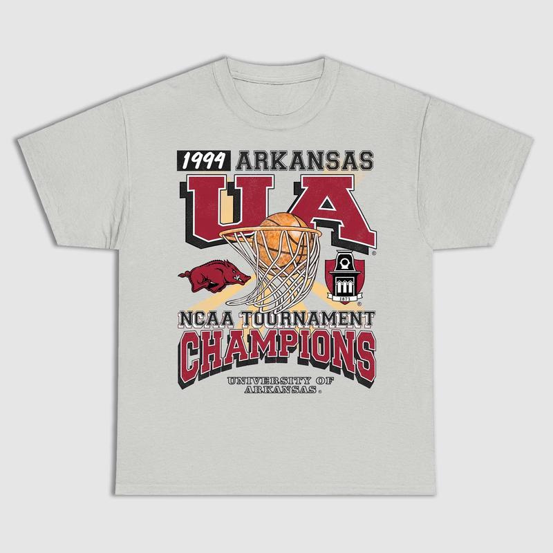 University of Arkansas Tournament Champs NC AA Merch, graphic vintage sports tees summer shirts for men