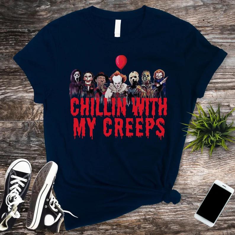 Halloween Friends Shirt, Halloween Characters Friends Sweatshirt, Halloween Movie Character Tee Scary Friends Shirt