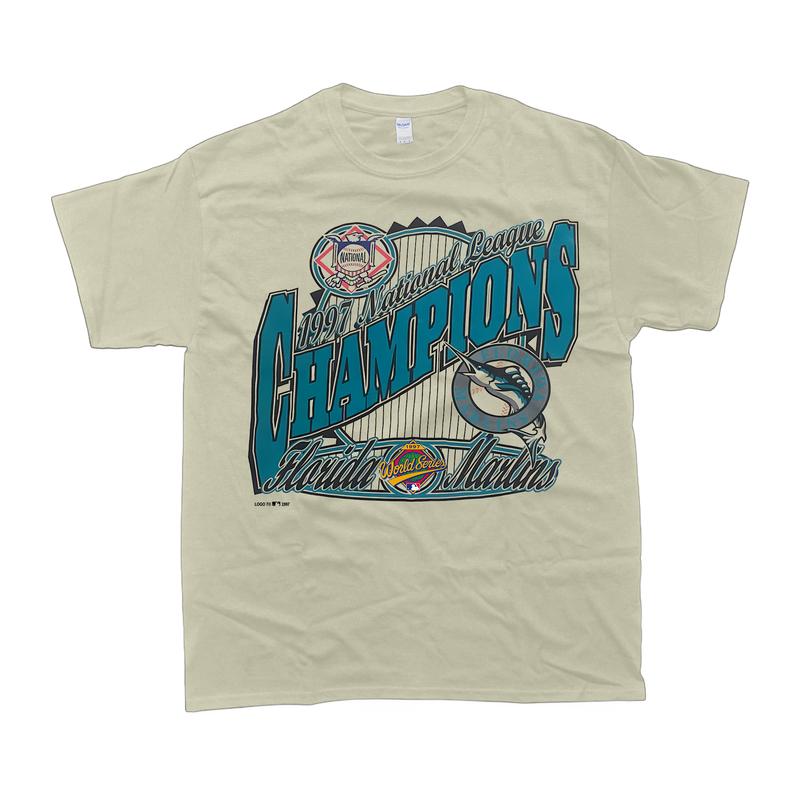Vintage 1997 Fl0rida Marlins World Series Champions T-Shirt Classic Cotton Menswear Top Polyester Spandex
