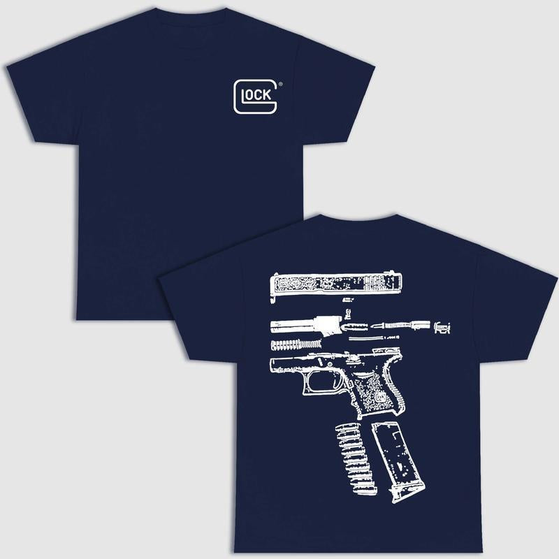 In Glock We Trust Double-Sided  Graphic Shirt - Versatile Colors, Summer Casual Wear, Comfortable Cotton Fabric