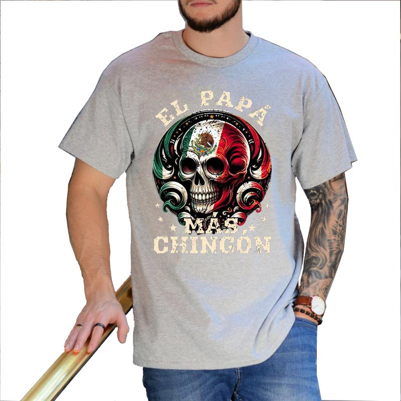 El Papa Mas Chingon Shirt, Funny Spanish PapÃ¡ T-Shirt Unisex Fabric Cotton Collar