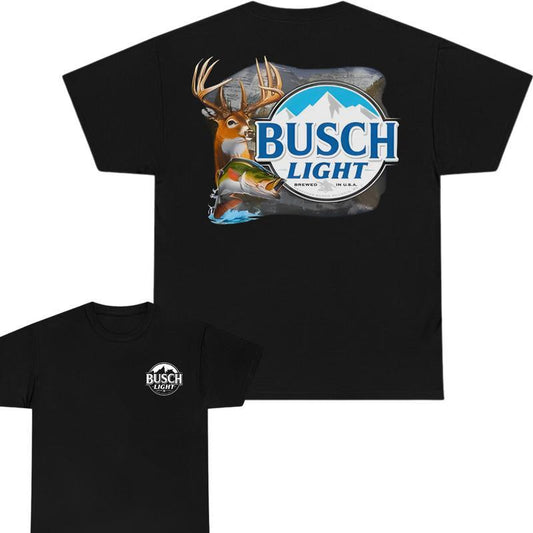 Busch Light Buck & Bass 2-sided Tshirt, Busch Light Tshirt Full Color For Men And Women Tshirt, Busch Light Beer Tshirt,  Casual Graphic Round Neck T-