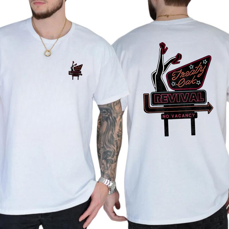 Treaty Oak Revival Shirt Retro Style Design with Neon Sign, Gift For Men, Casual Menswear, Classic Cotton Top, Soft Fabric Shortsleeve Shirt